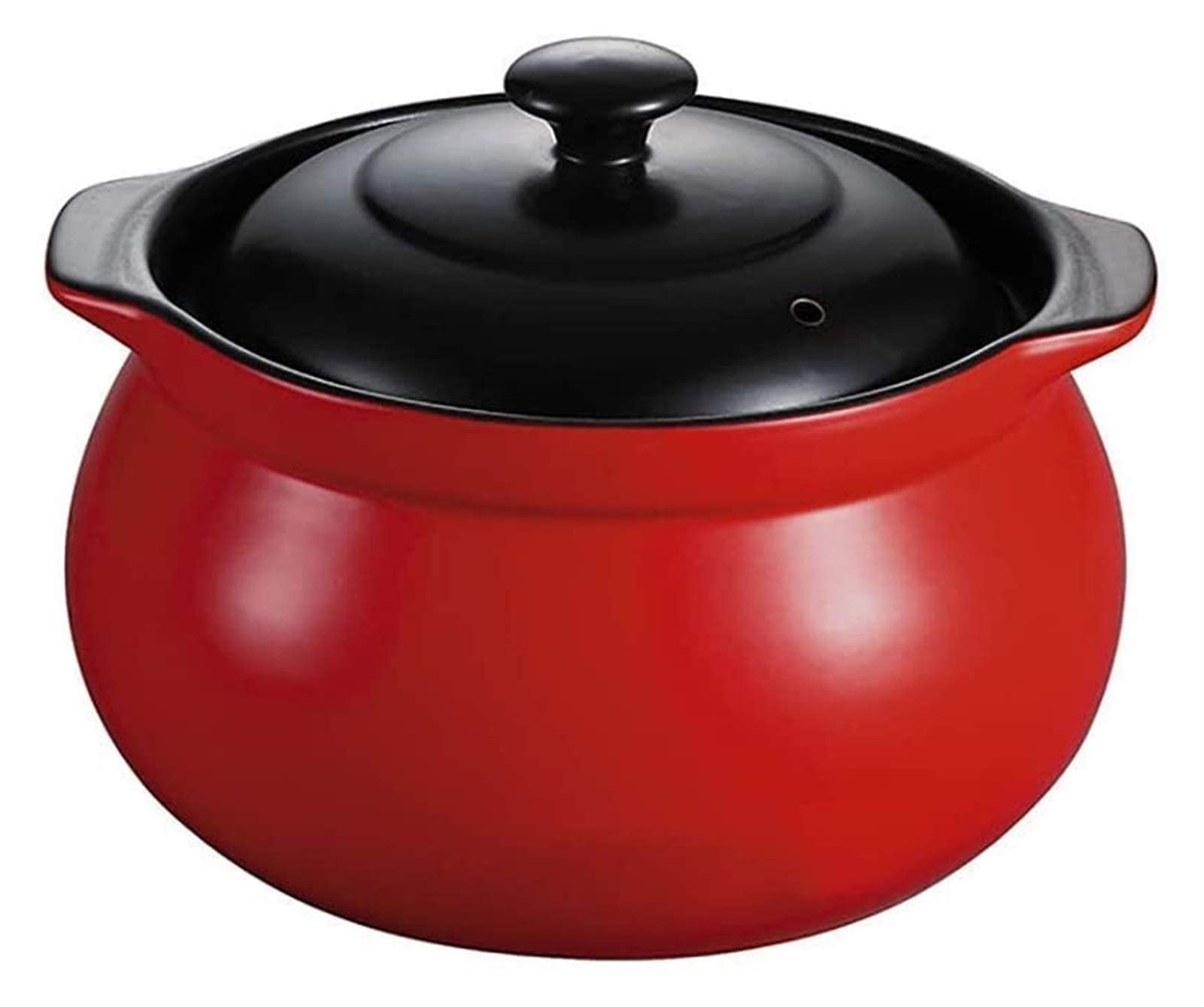 赤い陶器の鍋と蓋、グリルセット Amazon｜深型土鍋土鍋蓋付き丸型陶器鍋鍋炊飯器調理器具（色：赤